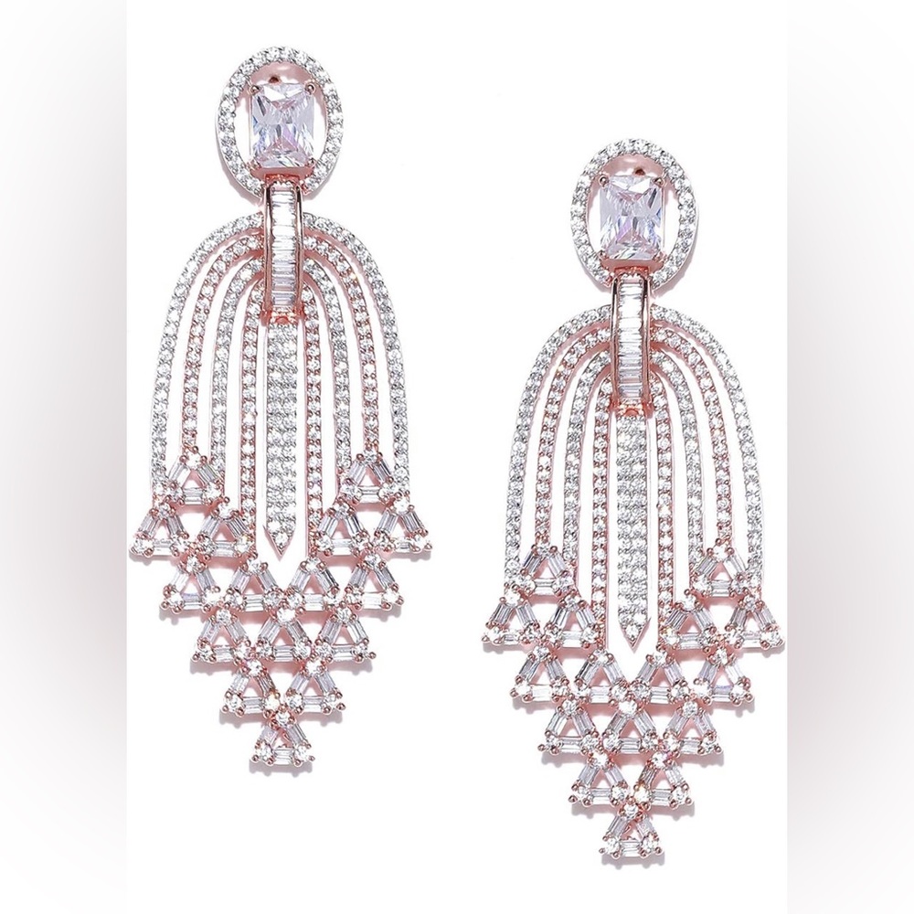 Priyaasi American Diamond Earrings for Women | Serene Waterfall Design